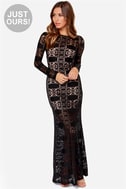 Black Lace Dress - Maxi Dress - Bodycon Dress - $40.00