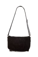 Black Fringe Purse - Black Leather Purse - Black Suede Handbag - Fringe Leather Handbag - $59.00