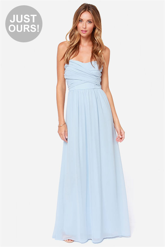Blue Maxi Dress - Strapless Dress - Maxi Dress - $68.00