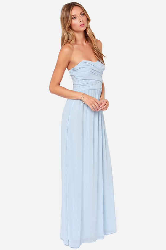 Blue Maxi Dress - Strapless Dress - Maxi Dress - $68.00