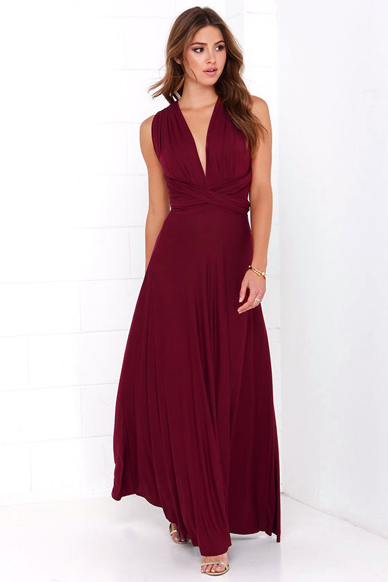 LULUS Exclusive Tricks of the Trade Burgundy Maxi Dress 1