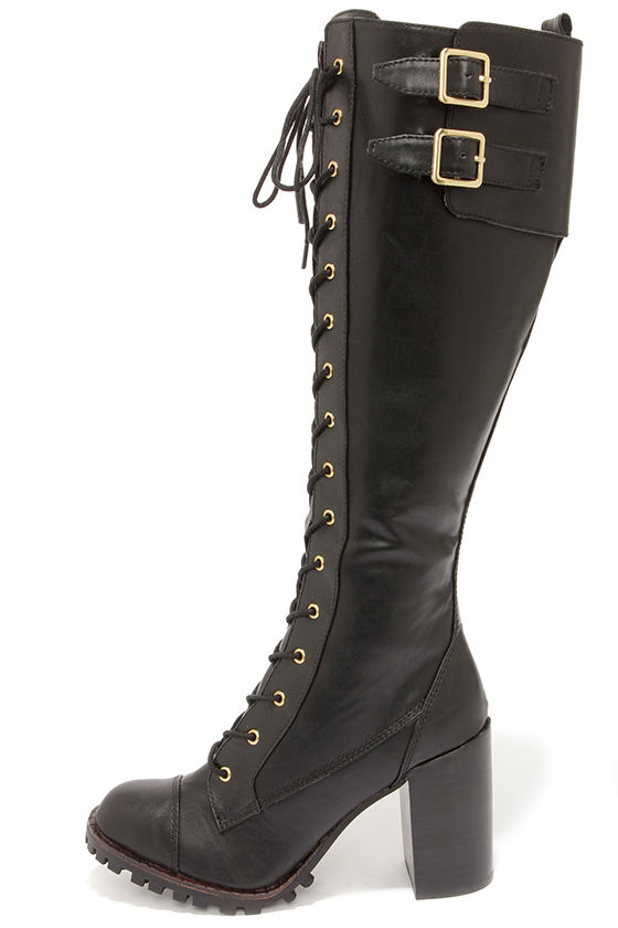 Sexy Black Boots - Knee High Boots - Lace Up Boots - High Heel ...