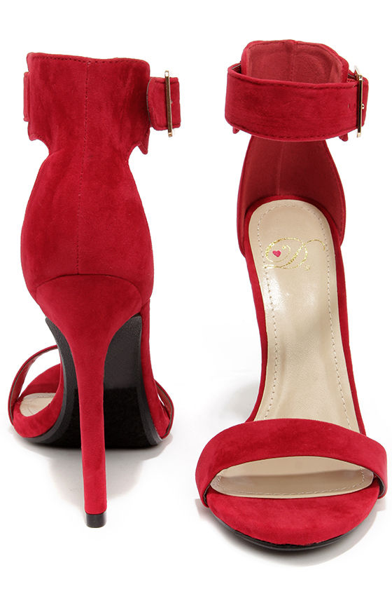 Sexy Red Heels - Single Sole Heels - Ankle Strap Heels - $27.00