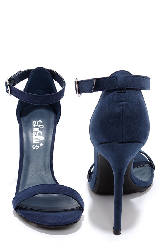 Sexy Single Strap Heels - Ankle Strap Heels - Navy Blue Heels - $22.00