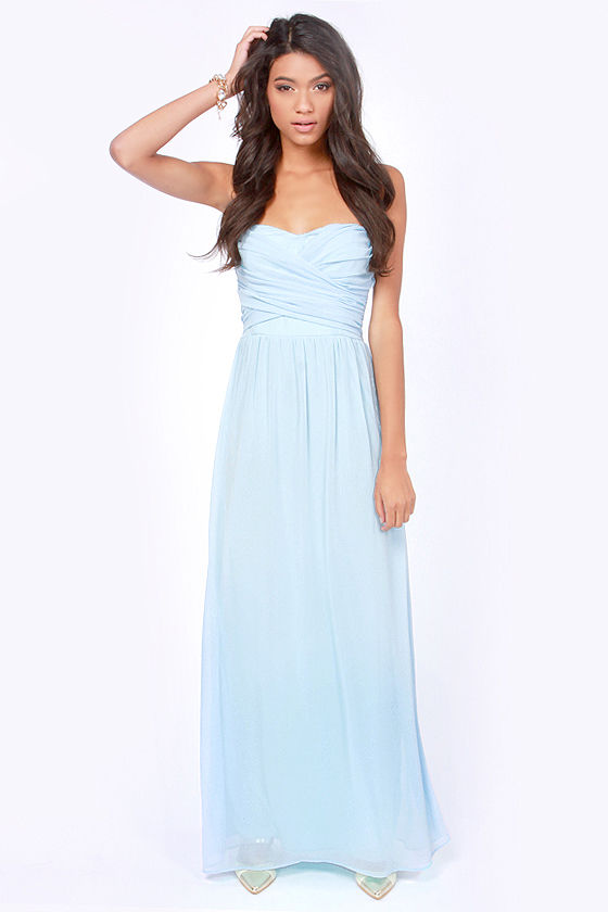 Lovely Light Blue Dress - Strapless Dress - Maxi Dress - $71.00