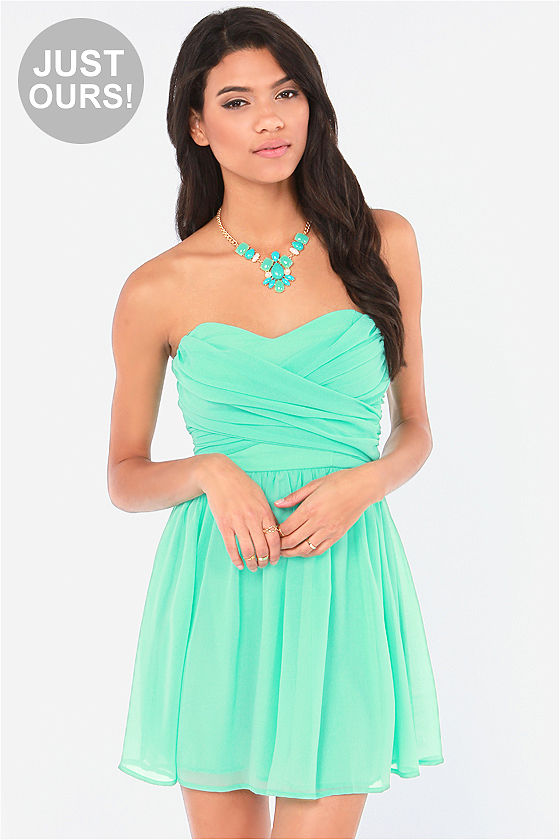 Lovely Strapless Dress - Mint Green Dress - Party Dress - $49.00
