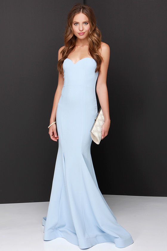 Chic Light Blue Dress - Strapless Dress - Maxi Dress - $205.00