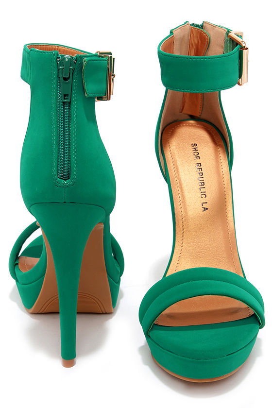 Pretty Jade Green Heels - Ankle Strap Heels - Dress Sandals - $36.00