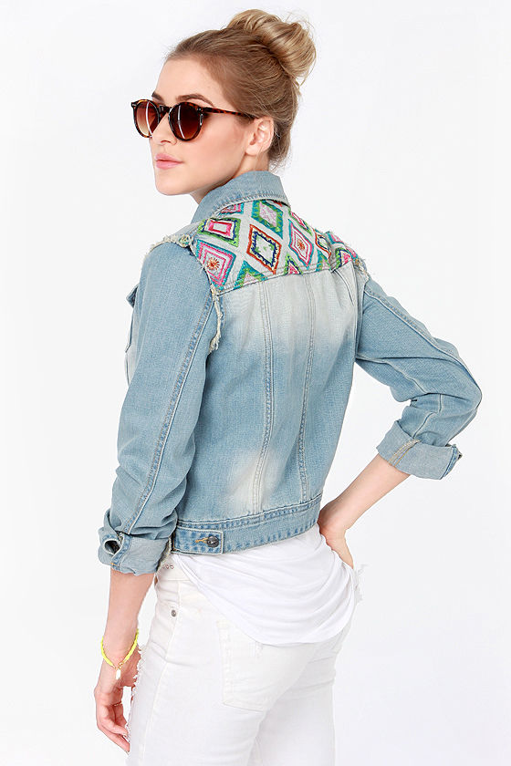 White Crow Little Wing Denim Jacket Embroidered Jacket 