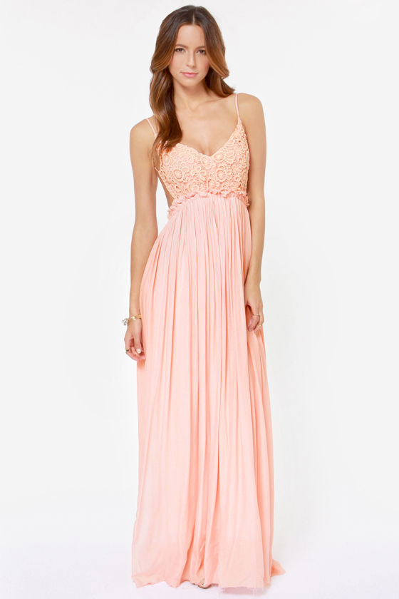 Pretty Pink Dress - Crochet Dress - Maxi Dress - Lace Dress - $54.00