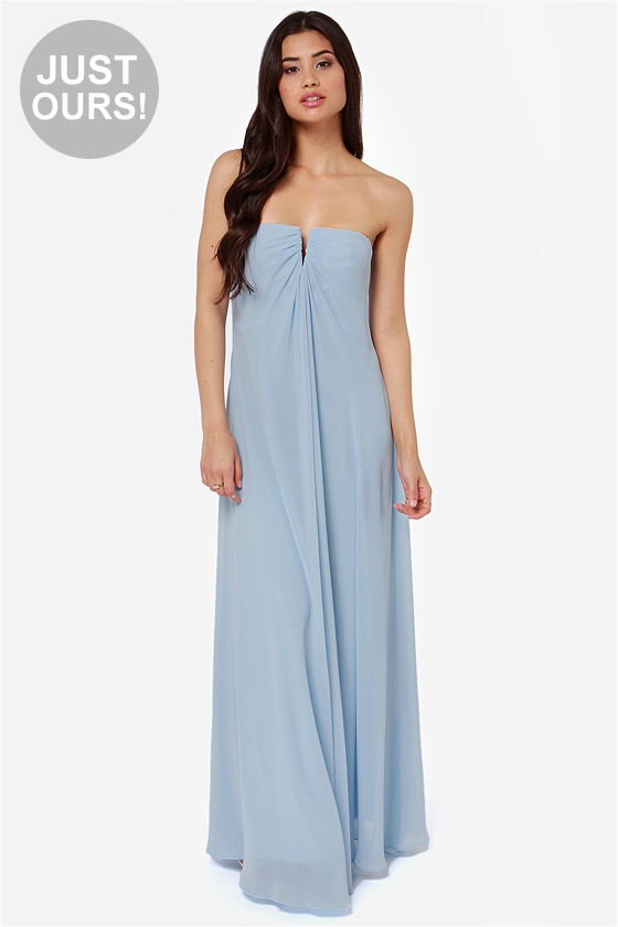 Beautiful Light Blue Dress - Bridesmaid Dress - Strapless Dress ...