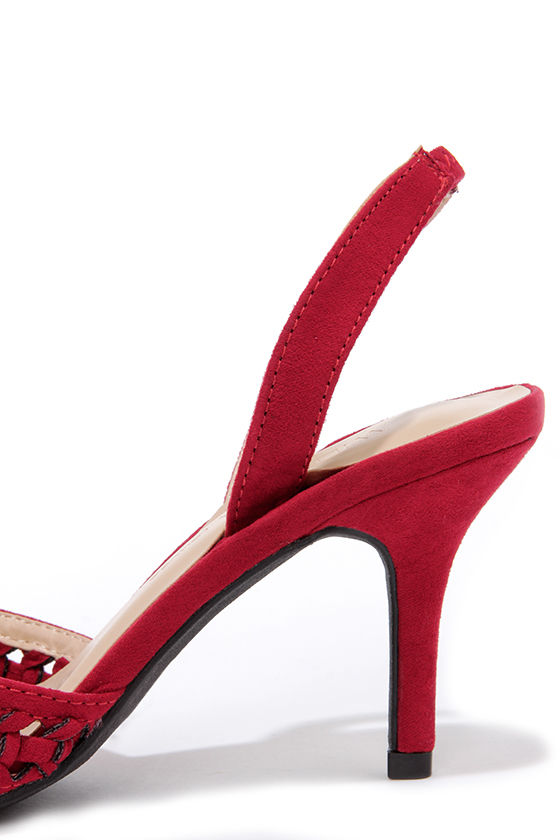 Cute Red Heels - Slingback Heels - Kitten Heels - $25.00