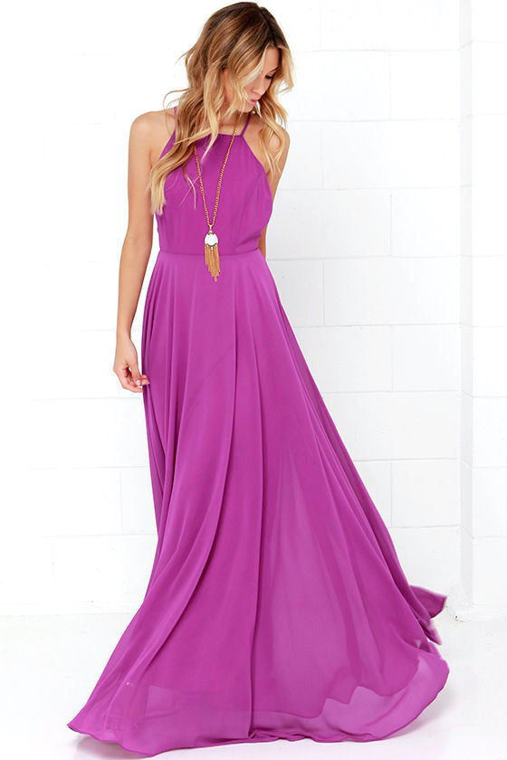 Beautiful Magenta Dress - Maxi Dress - Backless Maxi Dress - $64.00