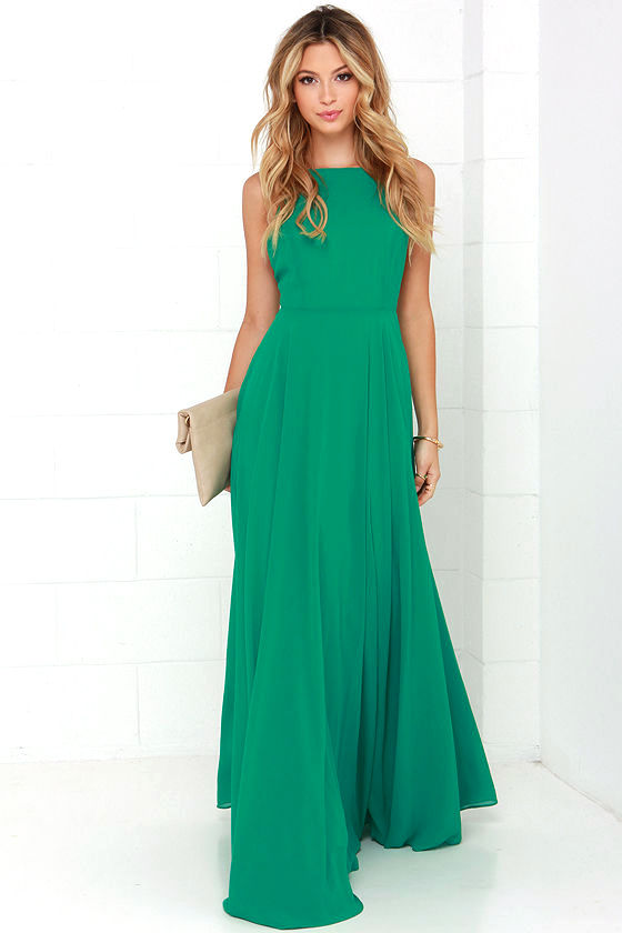 Beautiful Green Dress - Maxi Dress - Backless Maxi Dress - $64.00