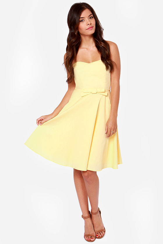Cute Strapless Dress - Yellow Dress - $40.00