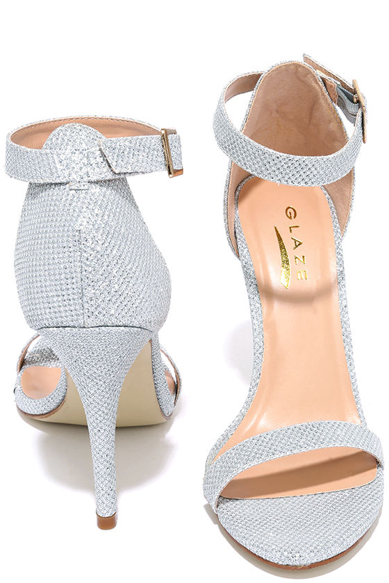 Silver Heels - Gold Heels - Glitter Heels - Ankle Strap Heels - $31.00
