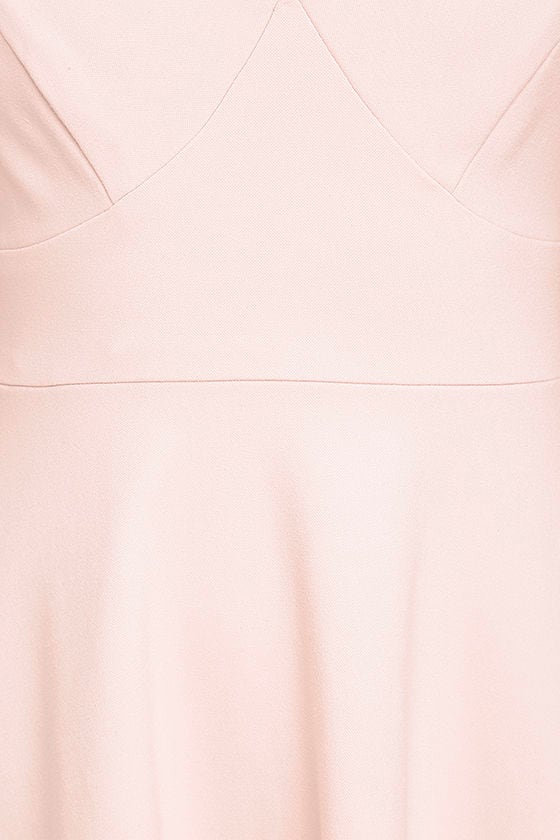 Chic Blush Pink Dress - Midi Dress - Fit and Flare Dress - $59.00