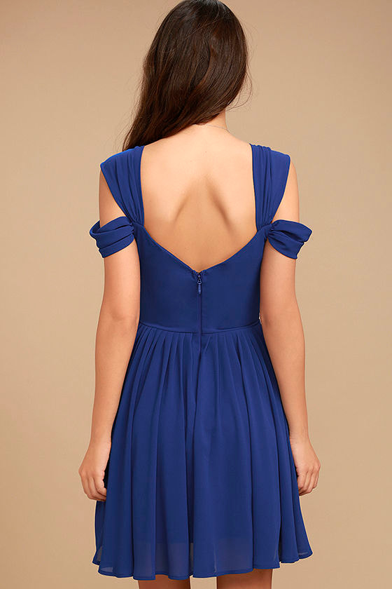 Lovely Royal Blue Dress - Skater Dress - Formal Dress - $59.00