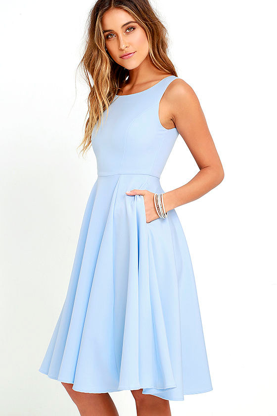 Lovely Periwinkle Blue Dress - Midi Dress - Sleeveless Dress - $59.00