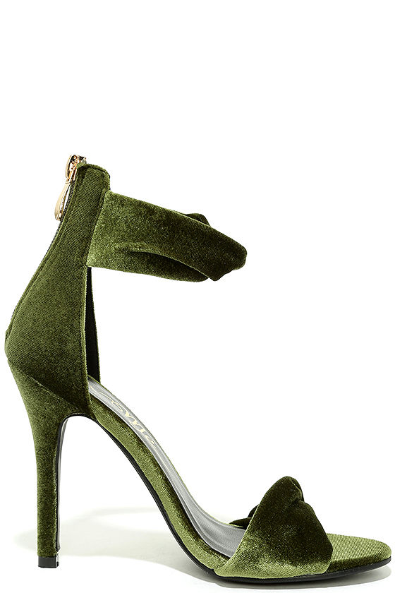 Chic Green Heels - Velvet Heels - Ankle Strap Heels - $38.00