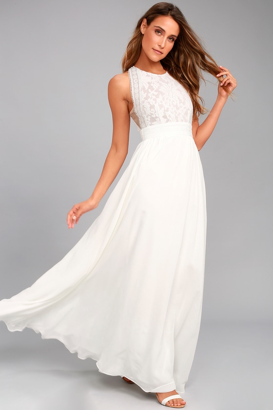 Forever and Always White Lace Maxi Dress 1