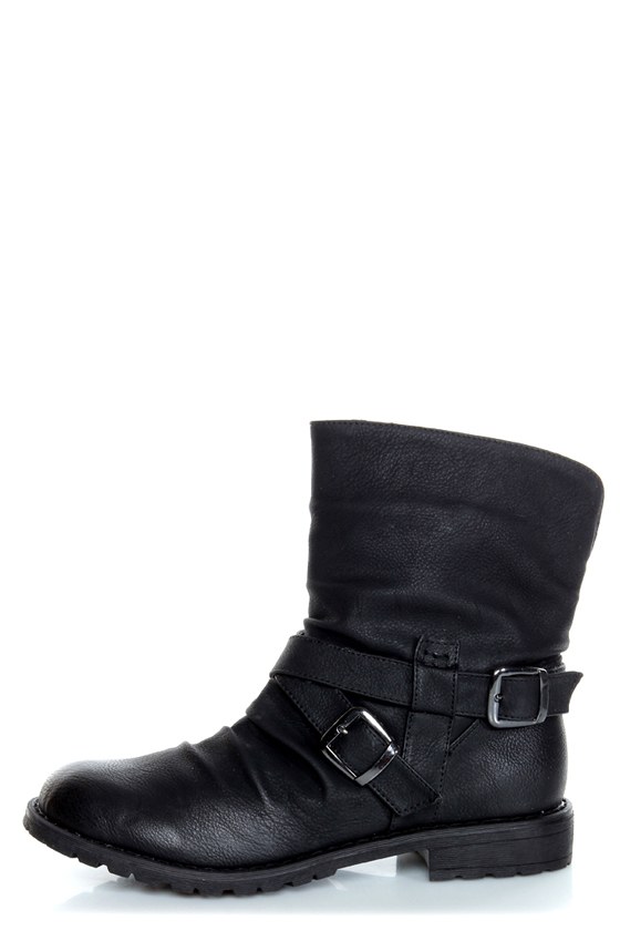 Bamboo Kacy 03 Black Slouchy Belted Ankle Boots - $44.00