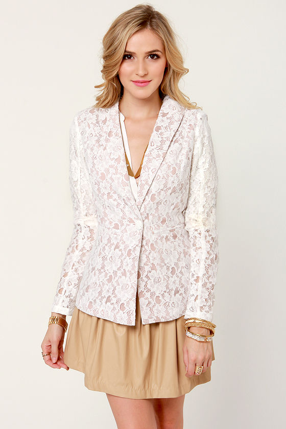 Pretty Lace Blazer - White Blazer - Lace Jacket - $55.00